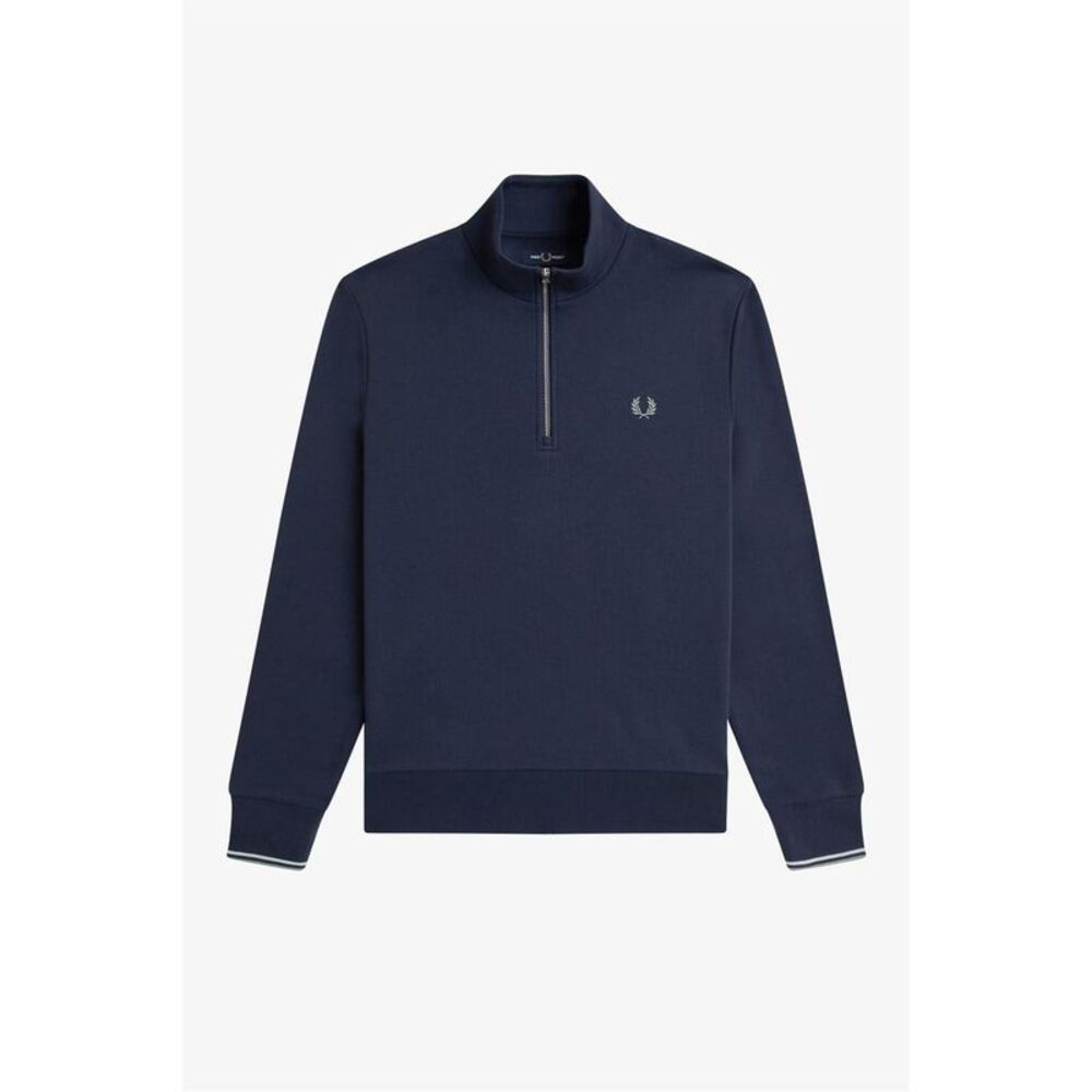 Fred Perry Mens Logo Half Zip Sweatshirt / Airforce Blue